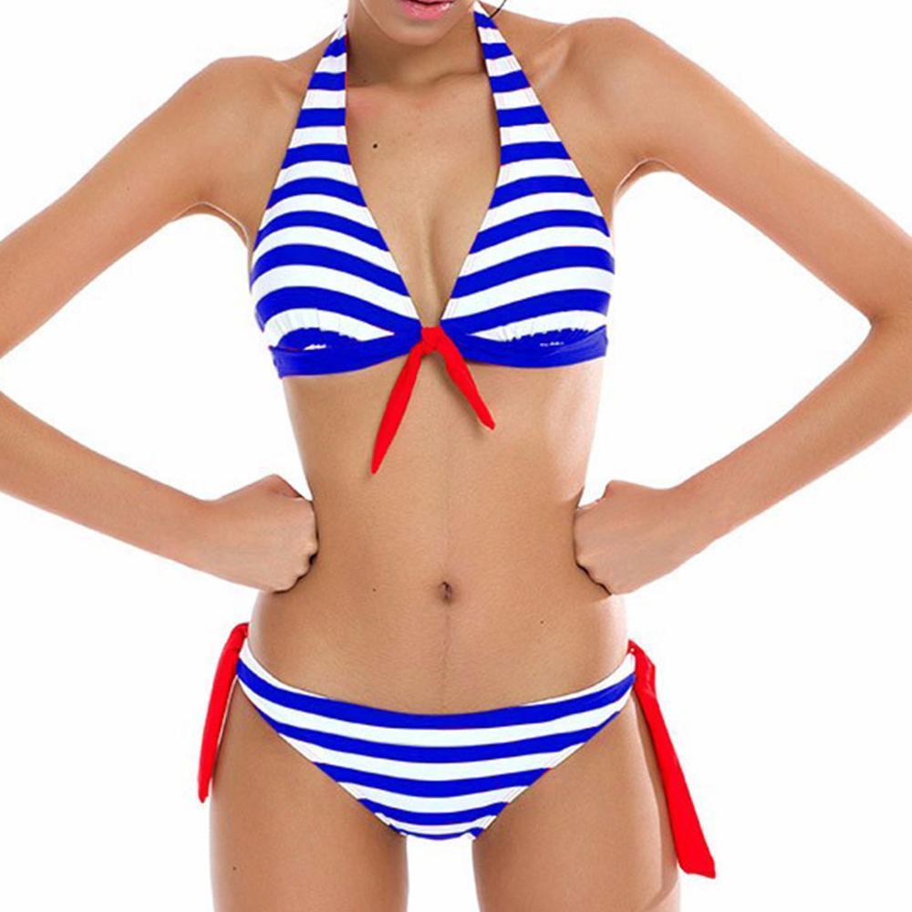 Halter Bikinis Women Swimsuit Retro Swimwear