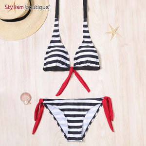 Halter Bikinis Women Swimsuit Retro Swimwear