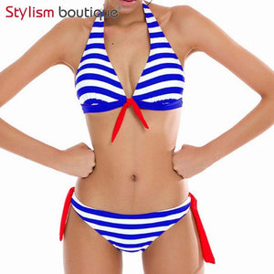 Halter Bikinis Women Swimsuit Retro Swimwear