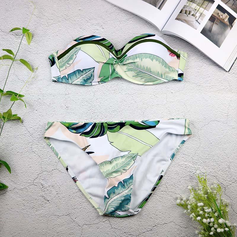 Sexy Leaf Print Bikini Retro Tropical Palm Swimsuit – PrimeBikiniBk