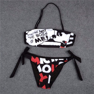 NIDALEE Summer bikinis English Alphabet Mickey Mouse Sexy Bikini For Women Swimsuit