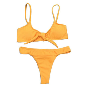 2018 Yellow Bikini Set Knotted Swimwear Women Bikinis Sexy