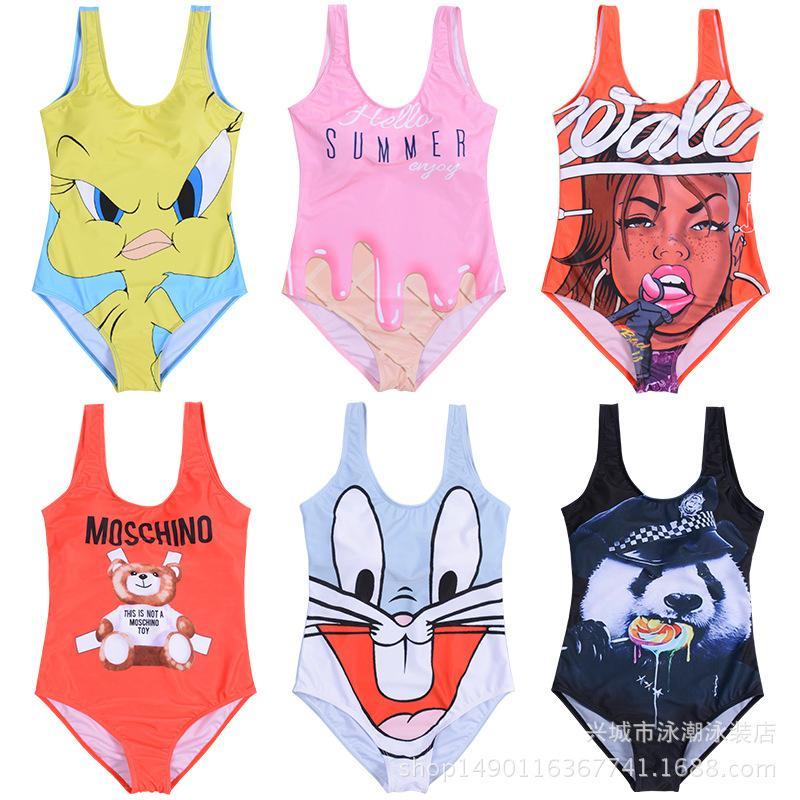 Bikinis Set Monokini 3d Minnie Swimwear Flag Women Sexy Push Up CARTOON