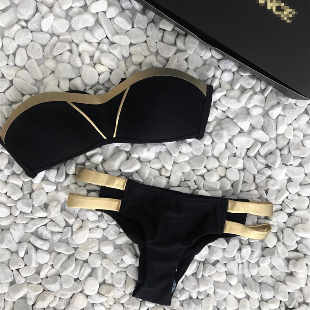 Bikinis Women Black Bandage Swimsuit 2018 Sexy Push Up Swimwear