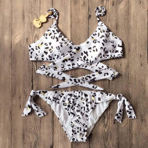 CALOFE 2018 Halter Swimwear Bikini Floral Print Thong Bikini Set Women