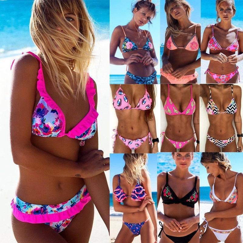 GLANE Newest Hot UK 2018 Womens Padded Push-up Bra Sexy Bikini Set Swimming Swimsuit Bathing Suit Swimwear Pop USA Beachwear