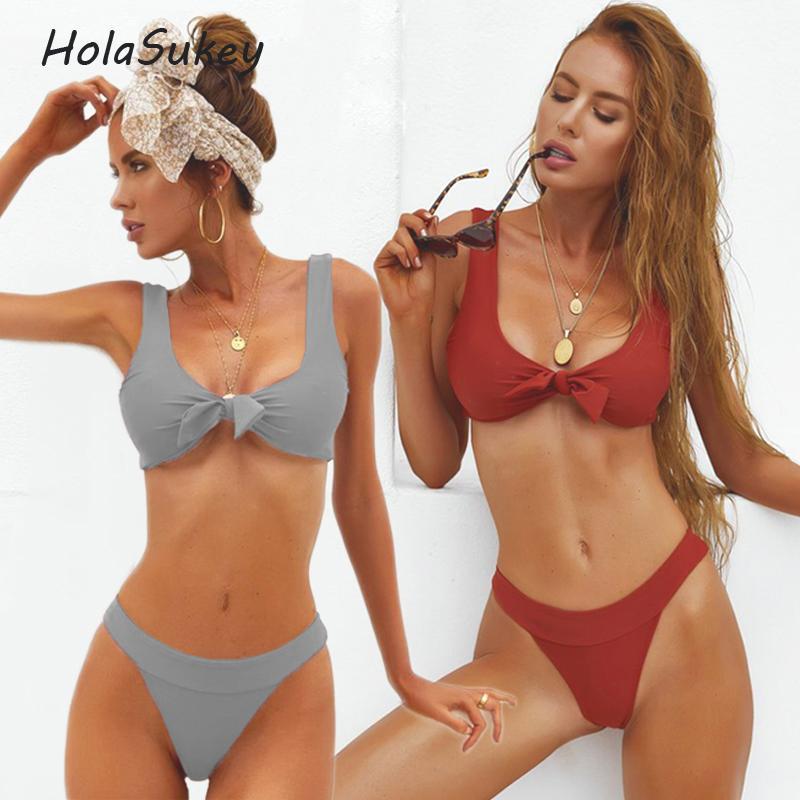HolaSukey 2018 New Bikini Set Retro Micro Bikinis 2018 New Women Swimwear Sexy Bandage Swimsuits Brazilian Summer Bathing Suits
