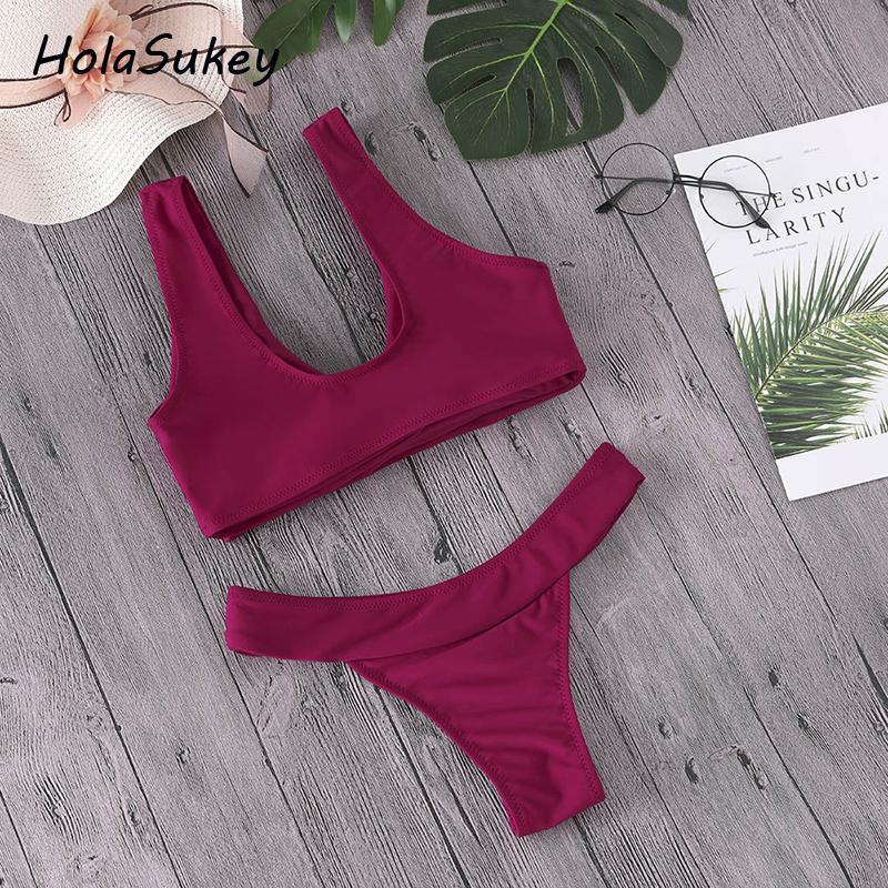 HolaSukey 2018 New Bikini Set Retro Micro Bikinis 2018 New Women Swimwear Sexy Bandage Swimsuits Brazilian Summer Bathing Suits