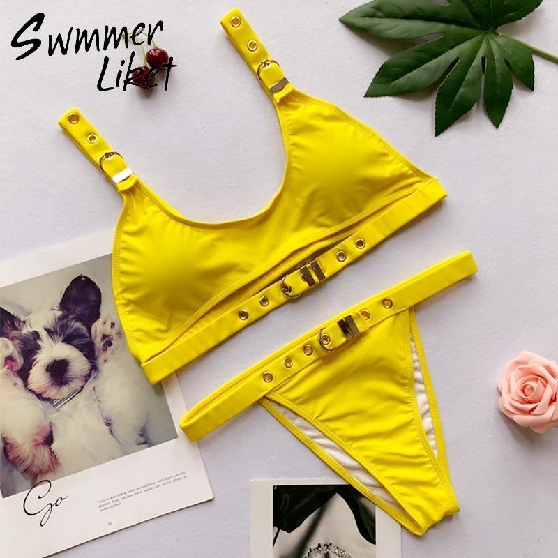 Leopard print bikini women 2018 Sexy belt swimsuit female V bottom high cut swimwear Brazilian summer bathing suit micro bikini