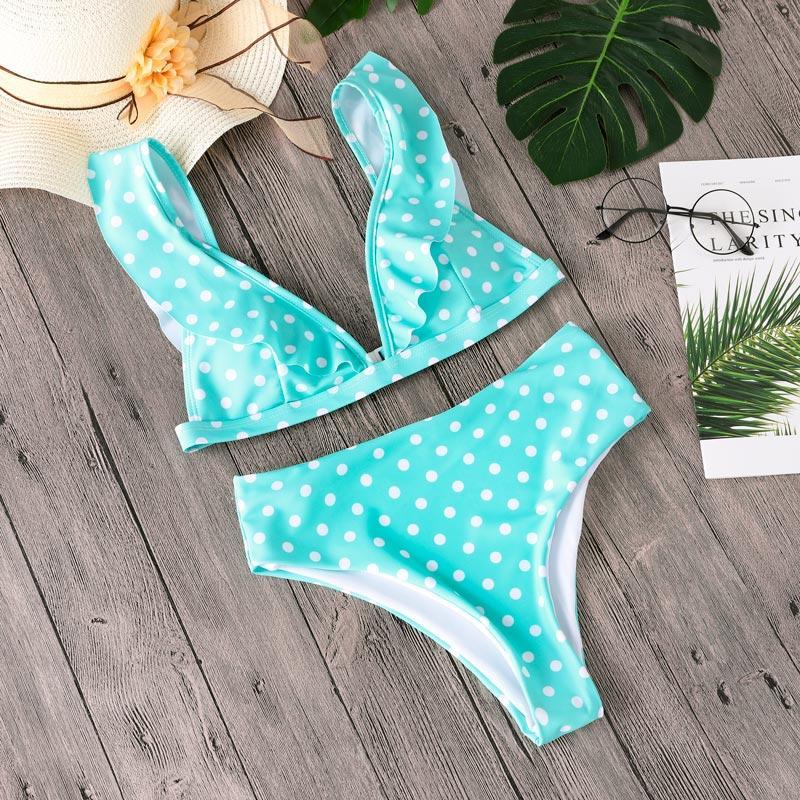 Minimalism Le Ruffle High Waist Swimsuit Sexy Dot Bikini Set 2018 New Style Brazilian Women Summer Beach Wear Bikinis Swimwear