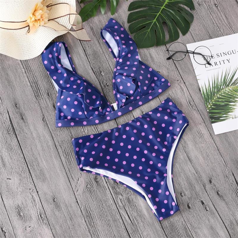 Minimalism Le Ruffle High Waist Swimsuit Sexy Dot Bikini Set 2018 New Style Brazilian Women Summer Beach Wear Bikinis Swimwear