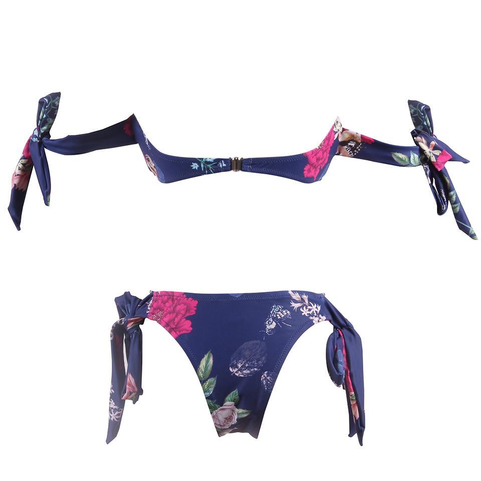 NAKIAEOI Sexy Printed Micro Brazilian Bikinis Women Swimwear Bikini 2018 New Bandeau Swimsuit Bathing Suits Swim Wear Biquini