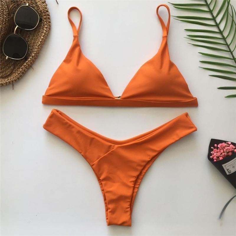 Push Up Swimwear Bikinis Set 2018 New Women Swimsuit Biquinis Summer Bandeau Trikinis Padded Monokini Bathsuit Biquini Feminino