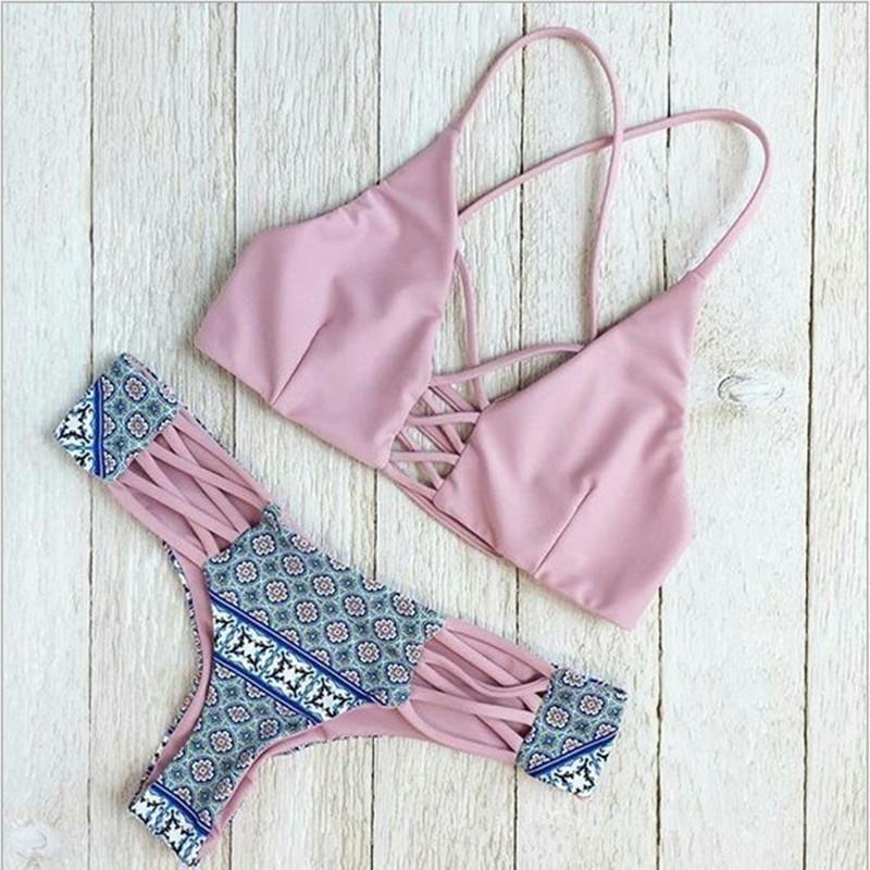 Push Up Swimwear Bikinis Set 2018 New Women Swimsuit Biquinis Summer Bandeau Trikinis Padded Monokini Bathsuit Biquini Feminino