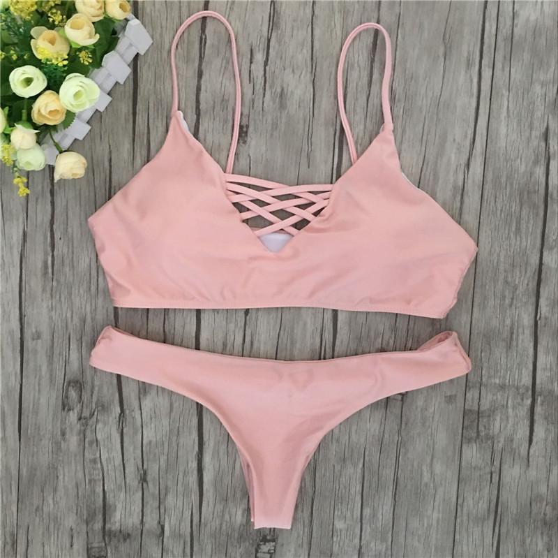 Push Up Swimwear Bikinis Set 2018 New Women Swimsuit Biquinis Summer Bandeau Trikinis Padded Monokini Bathsuit Biquini Feminino