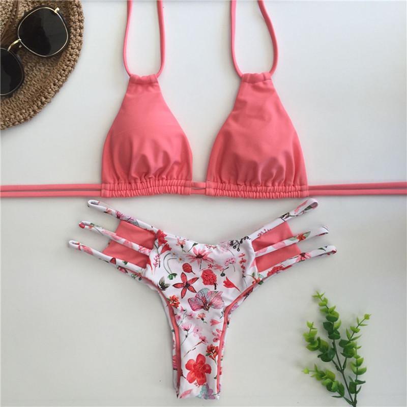Push Up Swimwear Bikinis Set 2018 New Women Swimsuit Biquinis Summer Bandeau Trikinis Padded Monokini Bathsuit Biquini Feminino