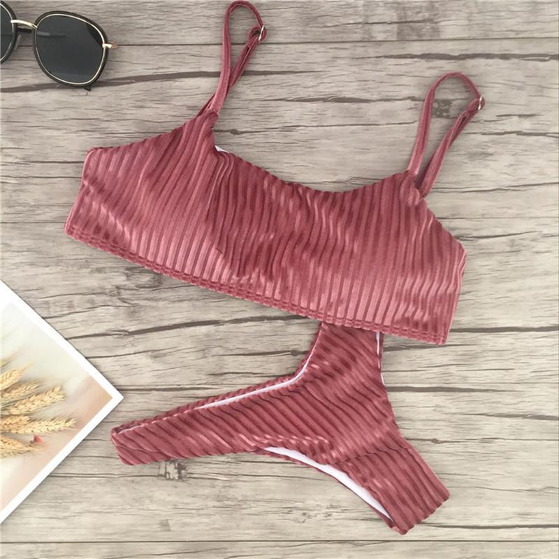 Push Up Swimwear Bikinis Set 2018 New Women Swimsuit Biquinis Summer Bandeau Trikinis Padded Monokini Bathsuit Biquini Feminino