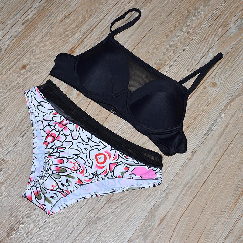 QIANG YI  2018 Summer Styles Push Up Bikini Set Strap Sexy Swimwear Women Swimsuit Female Hollow Transparent Bathing Suit Beach