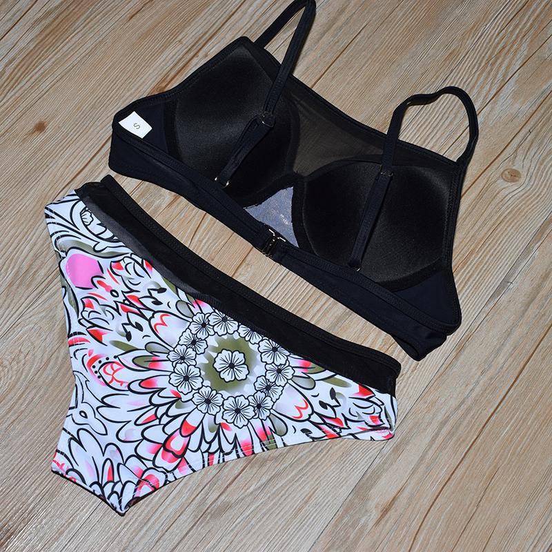 QIANG YI  2018 Summer Styles Push Up Bikini Set Strap Sexy Swimwear Women Swimsuit Female Hollow Transparent Bathing Suit Beach