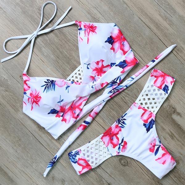 RXRXCOCO Brand 2018 Hot Sexy Bikinis Women Set Leaf Printed Swimwear Push Up Bathing Suits Bikini Top Bandage Swimsuit Beachwear