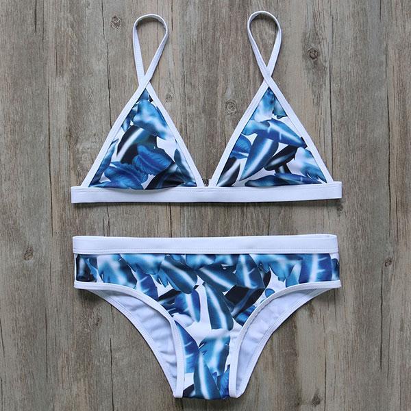 RXRXCOCO Brand 2018 Hot Sexy Bikinis Women Set Leaf Printed Swimwear Push Up Bathing Suits Bikini Top Bandage Swimsuit Beachwear