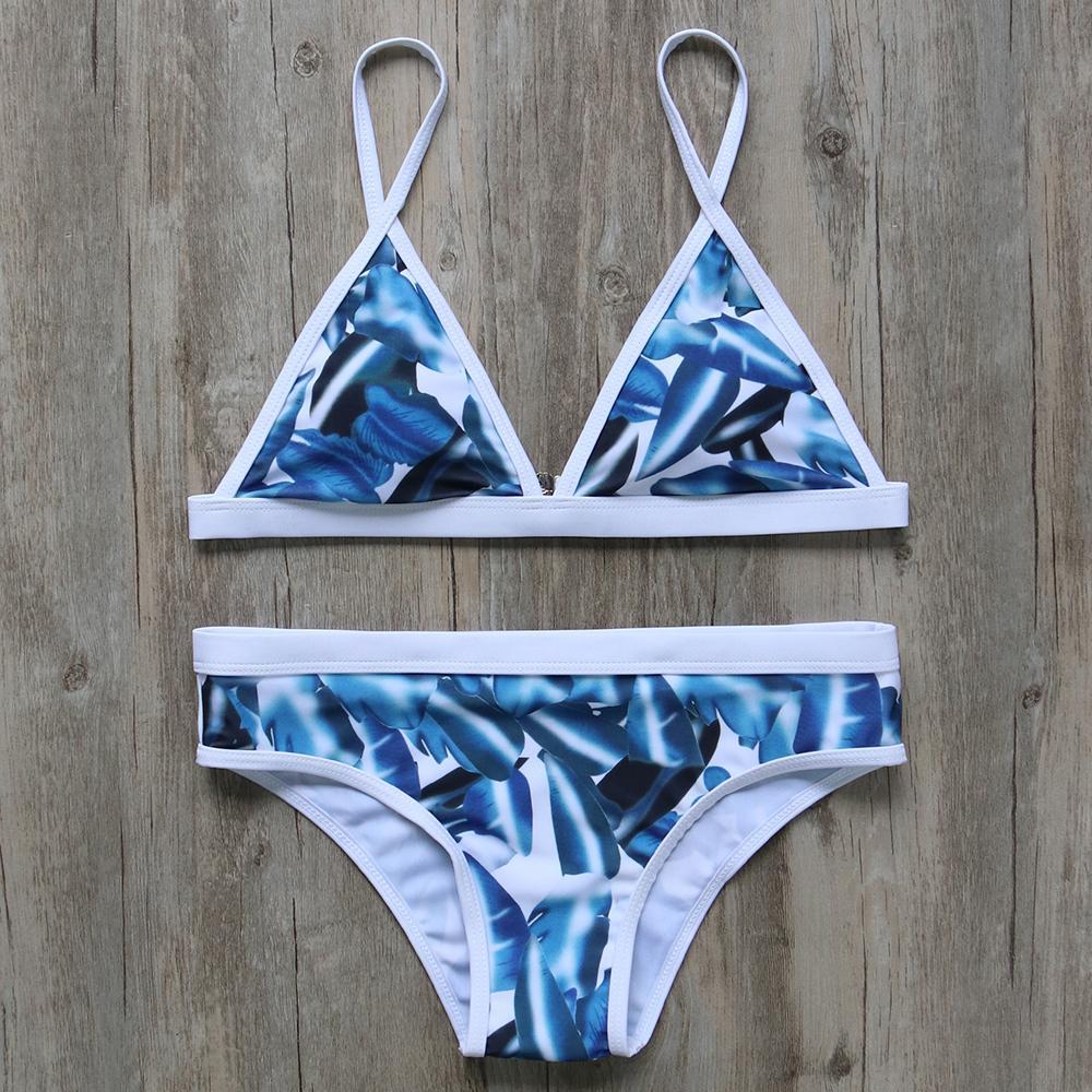 RXRXCOCO Brand 2018 Hot Sexy Bikinis Women Set Leaf Printed Swimwear Push Up Bathing Suits Bikini Top Bandage Swimsuit Beachwear