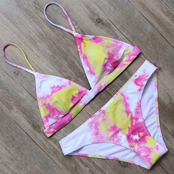 RXRXCOCO Brand 2018 Hot Sexy Bikinis Women Set Leaf Printed Swimwear Push Up Bathing Suits Bikini Top Bandage Swimsuit Beachwear