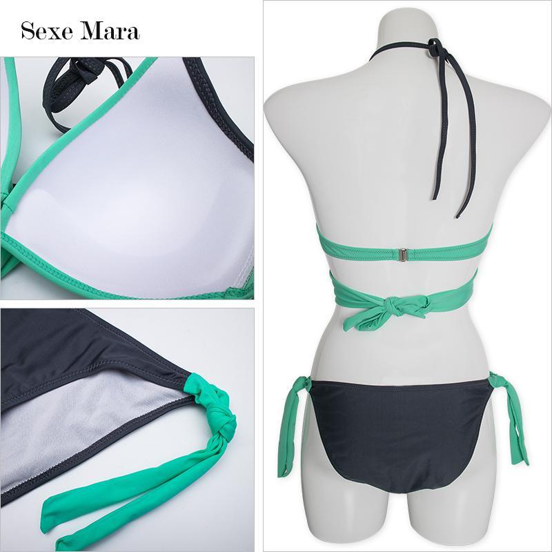 SexeMara sexy bikini 2018 swimwear women cross halter bikini set bandage swimsuit female push up bathing suit girls beachwear
