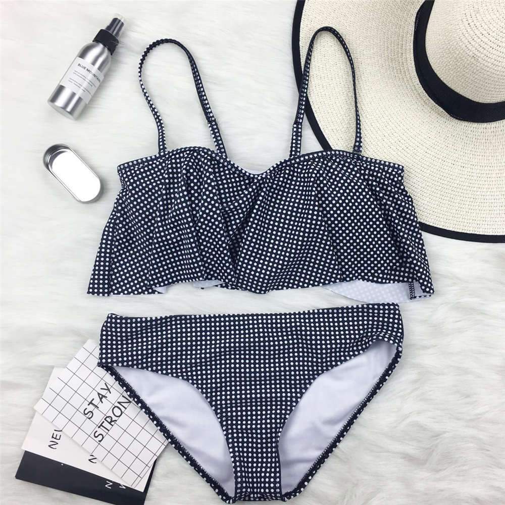 Sexy Ruffle Bikini Set 2018 Women Dot Print Swimwear Push Up Swimsuit ...