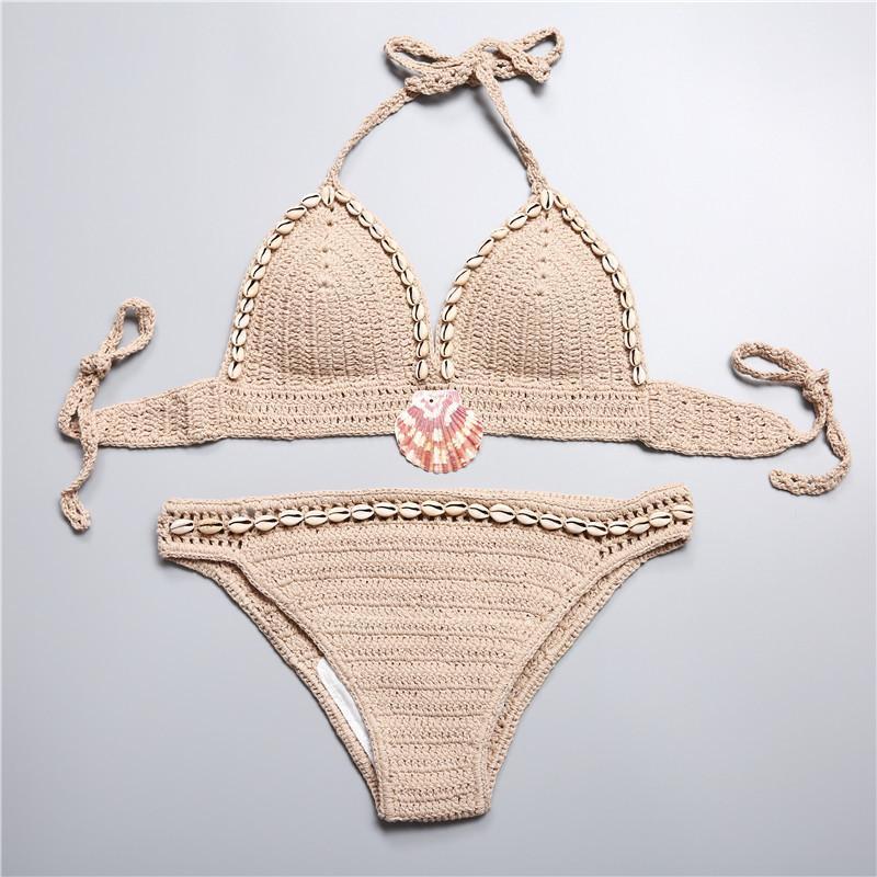 Shell Bikini Set Handmade Swimsuit Knitted Bikinis Crochet Swimwear Women 2018 Bathing Suits Female Bandage Biquini