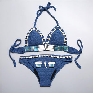 Shell Bikini Set Handmade Swimsuit Knitted Bikinis Crochet Swimwear Women 2018 Bathing Suits Female Bandage Biquini