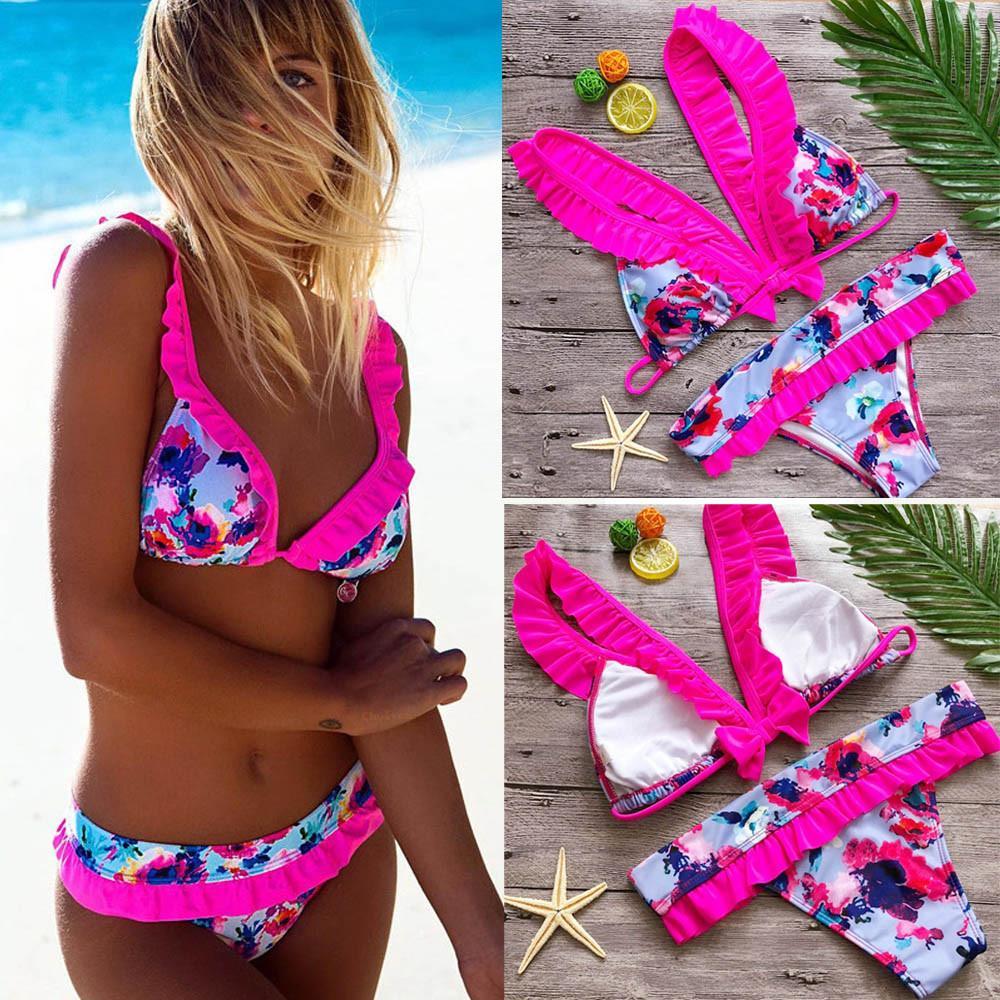 Swimsuit  women bikini 2018 Sexy Swimwear Push Up Print Bow Bikini Set Bain Femme Beachwear maillot de bain femme