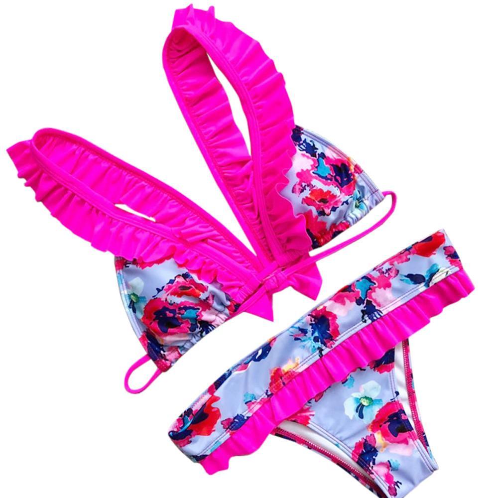 Swimsuit  women bikini 2018 Sexy Swimwear Push Up Print Bow Bikini Set Bain Femme Beachwear maillot de bain femme