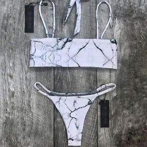 Swimwear Women Marble Print Bikini Set 2018 Double-sided wear Swimsuit Sexy Bikinis Maillot De Bain Feme Bathing Suit Biquini