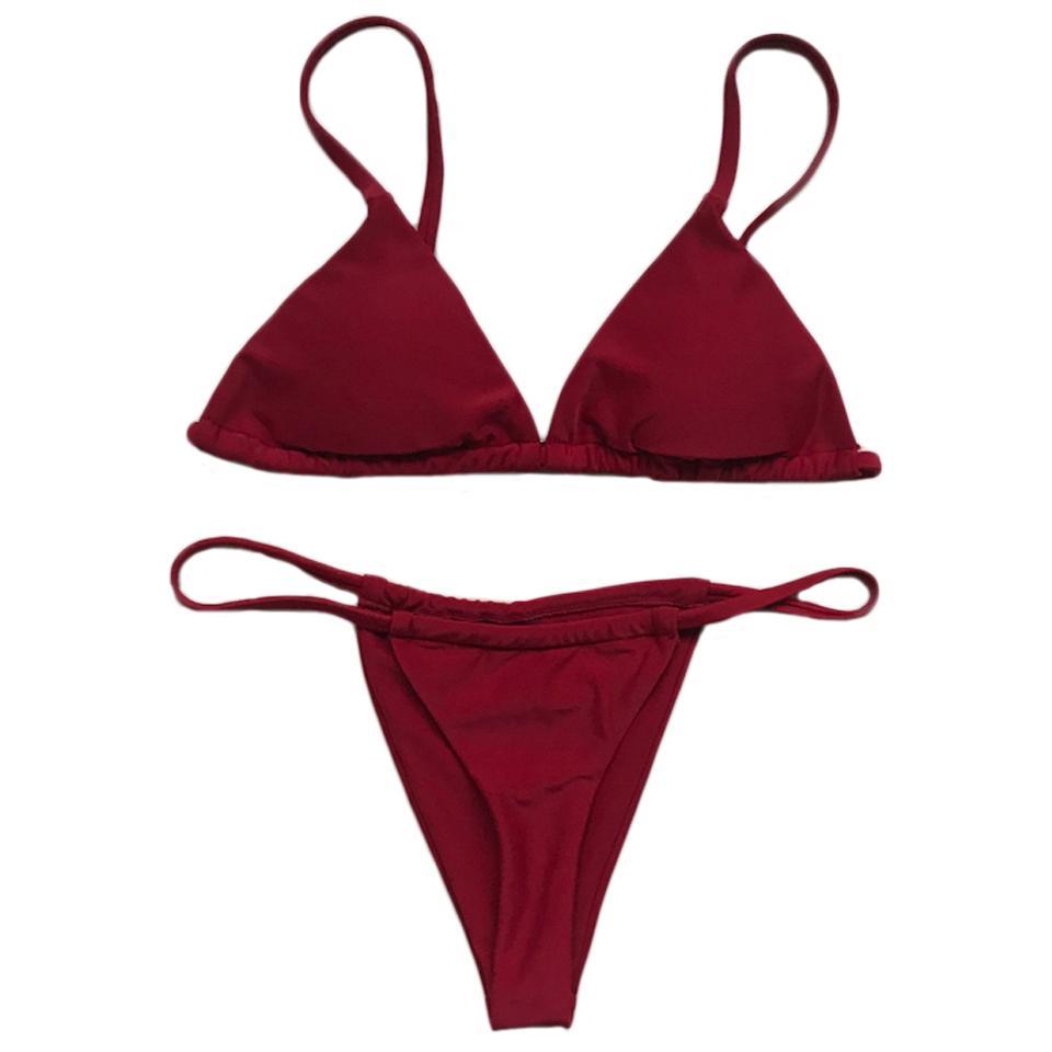 Trangel 2018 Sexy Swimsuit Women Micro Mini Bikini Set Red Black White Solid Swimwear Female Thong Bikinis Bathing Suit Biquini