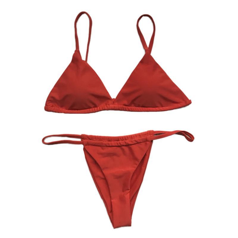 Trangel 2018 Sexy Swimsuit Women Micro Mini Bikini Set Red Black White Solid Swimwear Female Thong Bikinis Bathing Suit Biquini