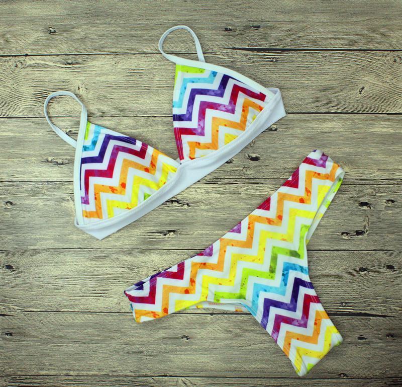 Treasity rainbow bikini 2018 sexy swimwear women biquini Brazilian women mini micro bikini set swimsuit girl stripy swim suit
