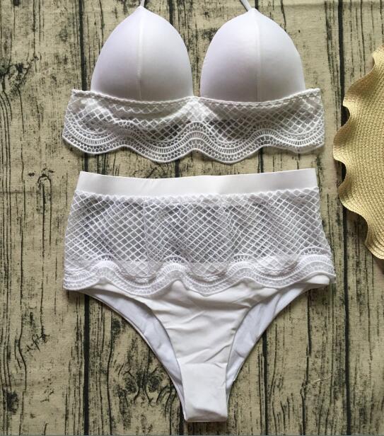 UTTU 2018 New High Neck Bikini Women Hollow Out Swimsuit Brazilian Beach Biquini Female Crop Bathing Suit Geomet Micro SwimWear
