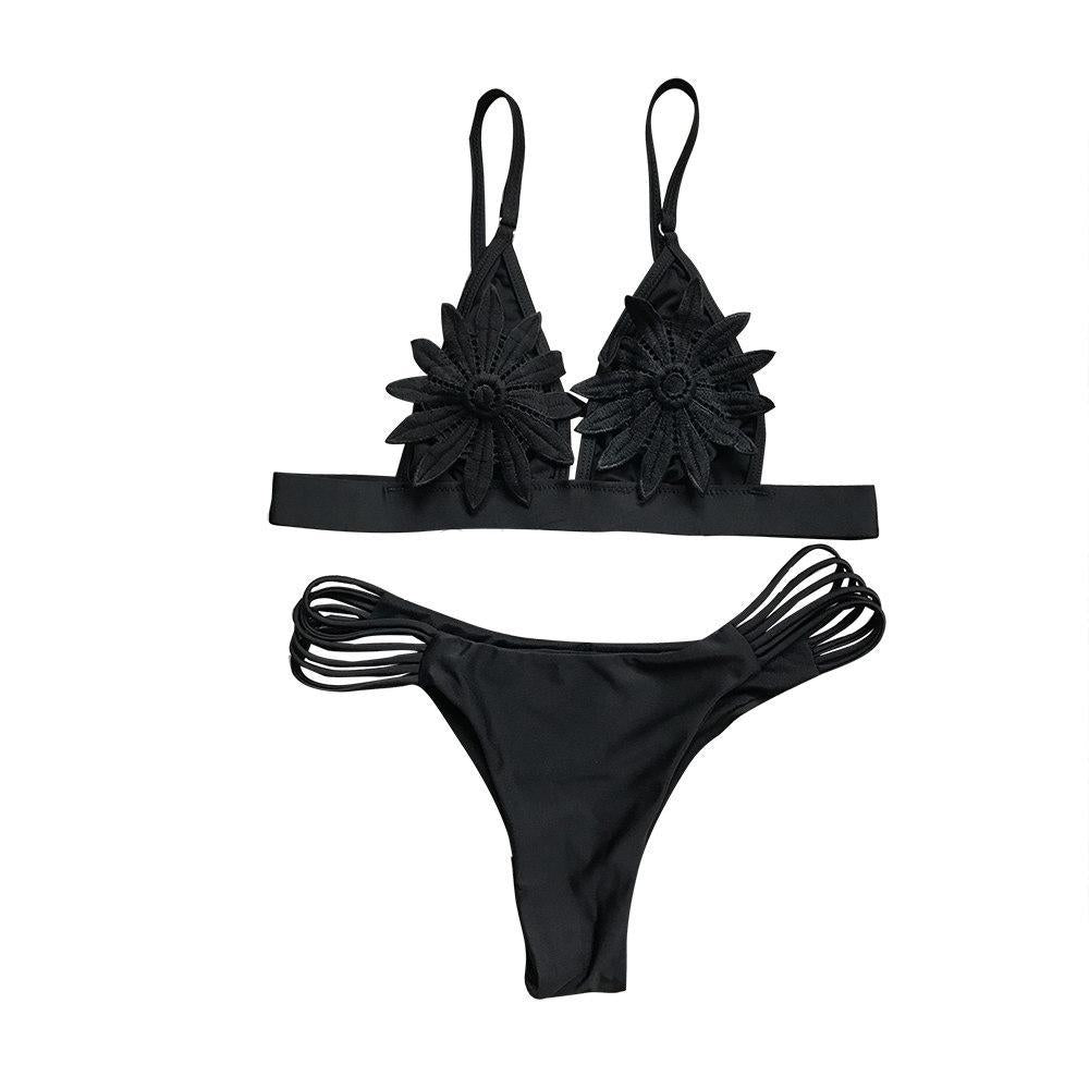 UTTU 2018 New High Neck Bikini Women Hollow Out Swimsuit Brazilian Beach Biquini Female Crop Bathing Suit Geomet Micro SwimWear