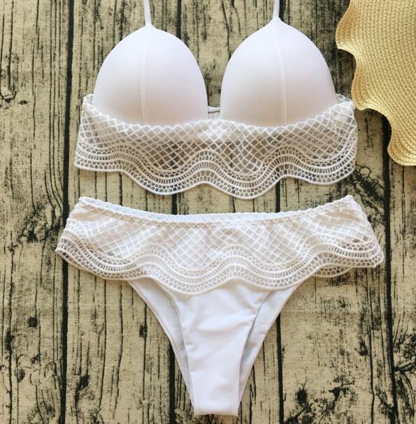 UTTU 2018 New High Neck Bikini Women Hollow Out Swimsuit Brazilian Beach Biquini Female Crop Bathing Suit Geomet Micro SwimWear