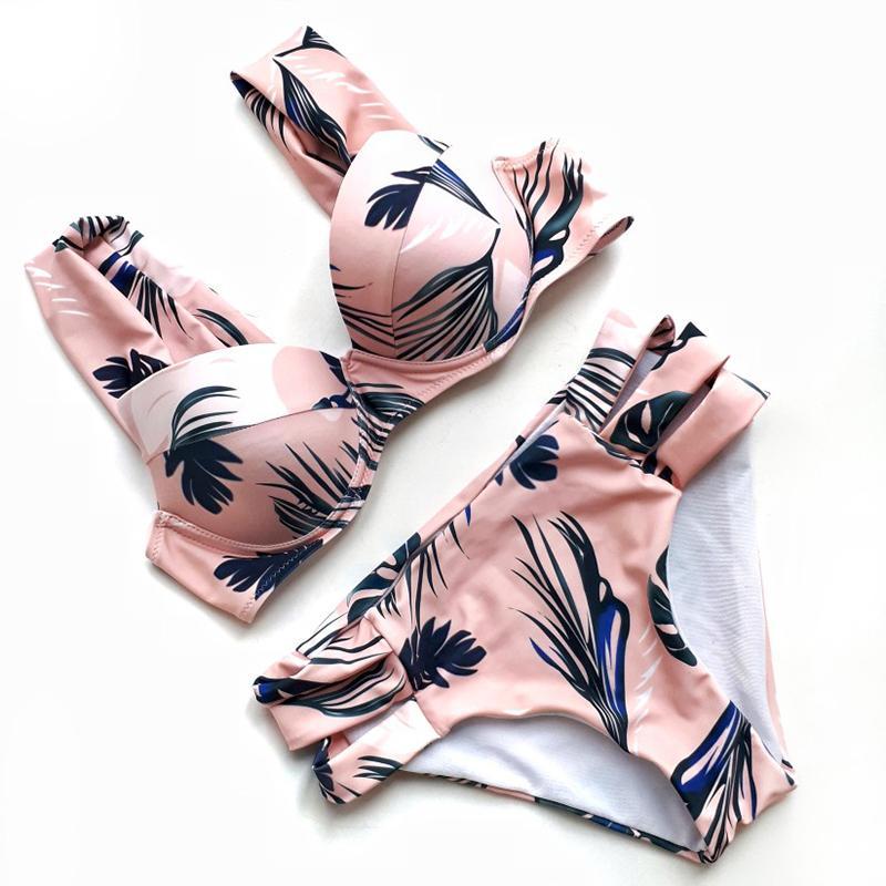 UTTU 2018 New High Neck Bikini Women Hollow Out Swimsuit Brazilian Beach Biquini Female Crop Bathing Suit Geomet Micro SwimWear