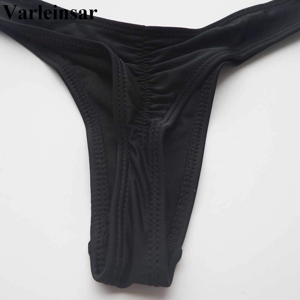 V shape Sexy Brazilian Bikini Bottom 2018 Bather Women Swimwear Female Thong Tanga Mini Micro Swim Brief Panties Underwear V87
