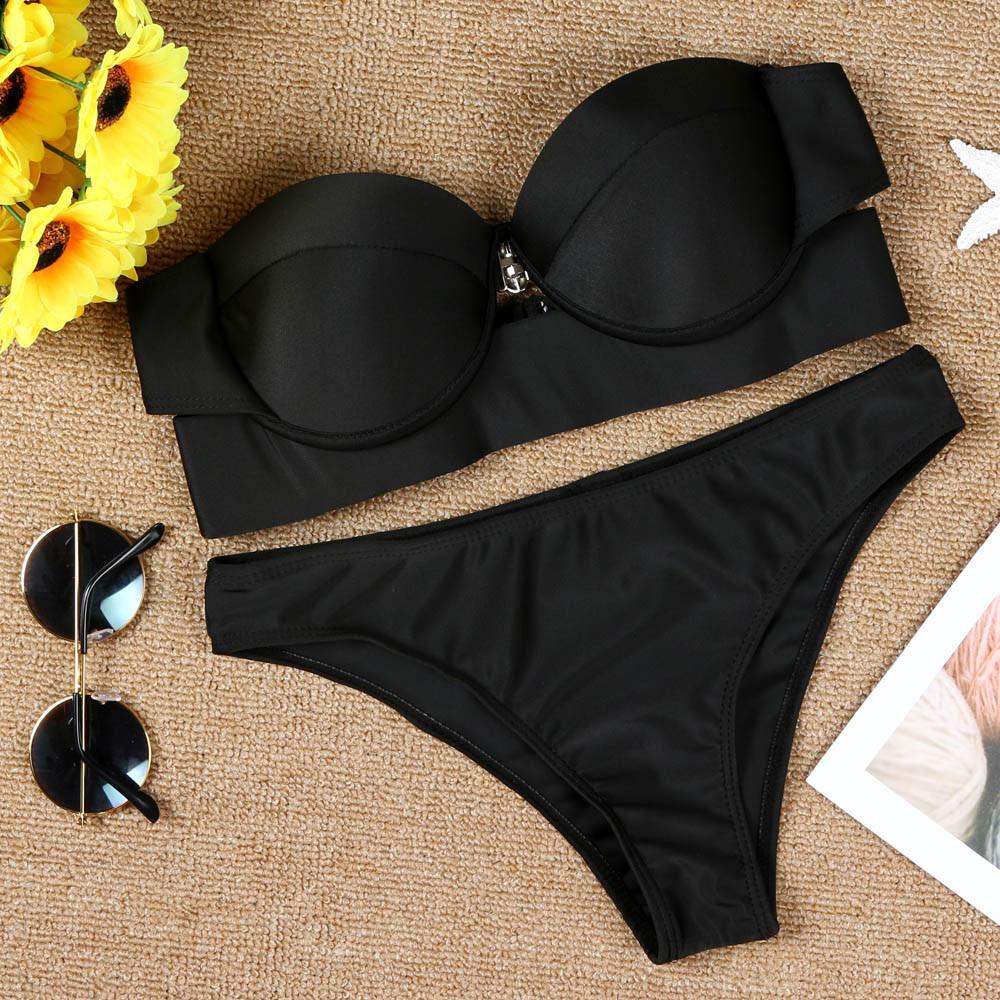 Womail Women Swimwear Sexy Solid Swimsuit Strapless Bikini Set Swiming Suit Push-Up Padded Bathing Suit maio feminino praia 2018