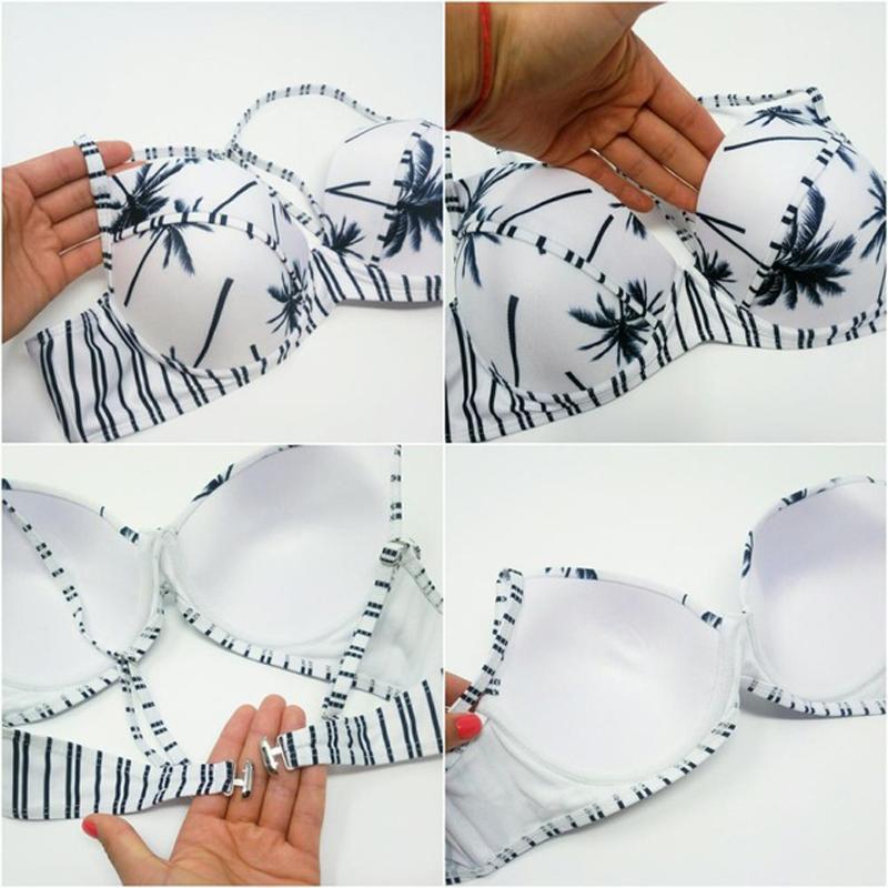 YCDYZ Sexy Bikinis Women Swimsuit 2018 Summer Cut Out Bathing Suits Push Up Bikini Palm Print Swimwear Brazilian Beach Biquini