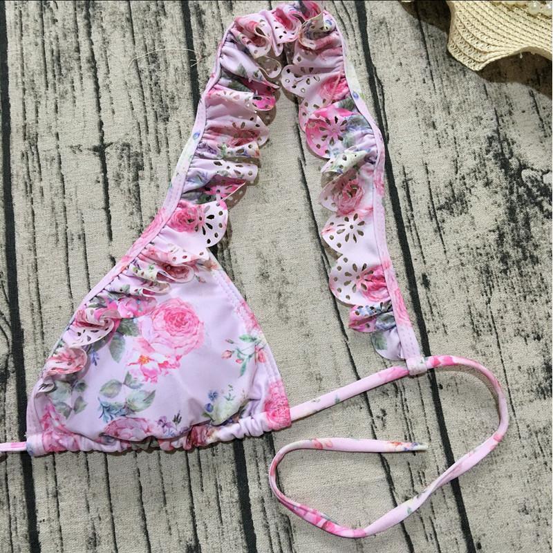 thong bathing suit ladies bikini 2018 swimming suit for women monokini beachwear mini halter bikini flower swimwear with ruffles